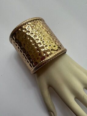 Hammered Gold Wide Cuff Bracelet